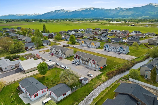 aerial view with a mountain view