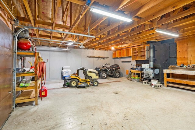 garage featuring a workshop area