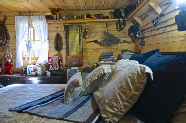 interior space featuring wood ceiling