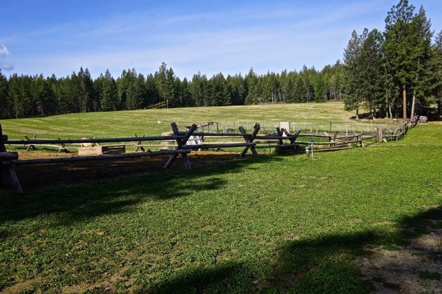 view of home's community featuring a yard and a rural view