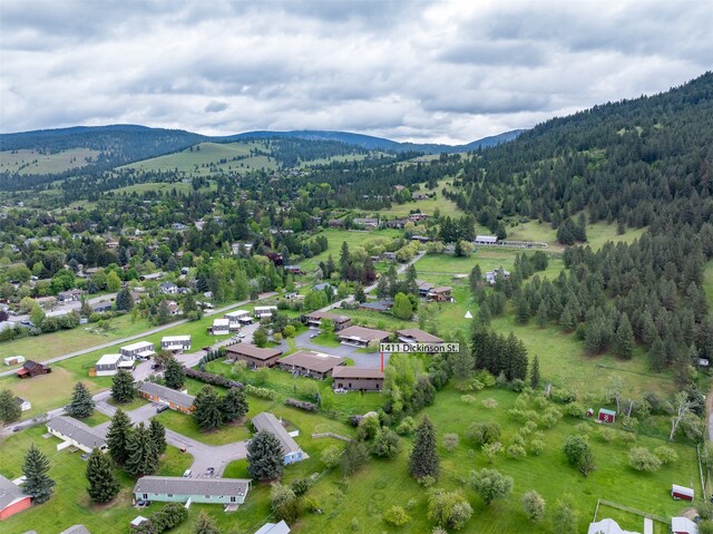 aerial view with a mountain view