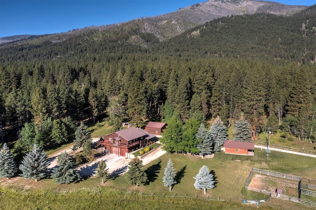 aerial view with a mountain view and a rural view