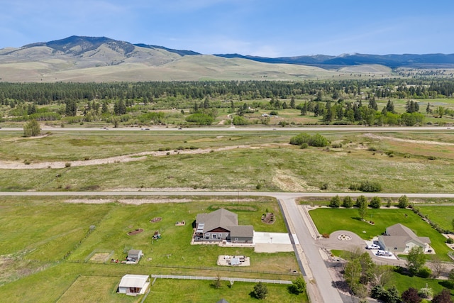 aerial view with a mountain view