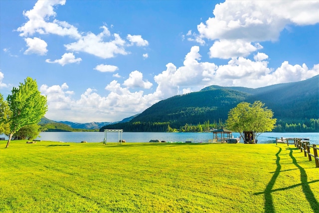 view of mountain feature featuring a water view