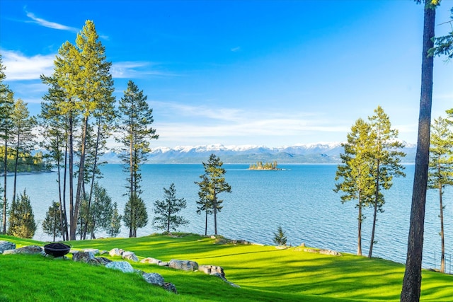 view of water feature with a mountain view