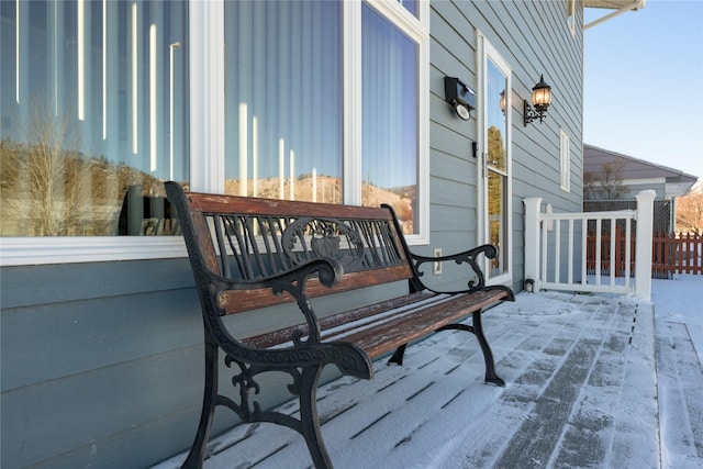 wooden terrace with covered porch