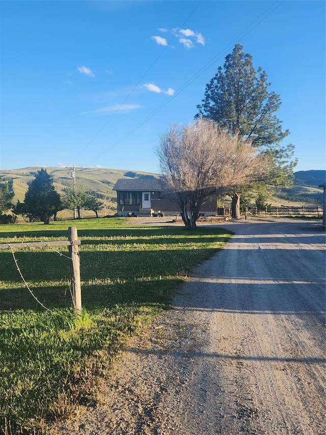 view of street with a rural view