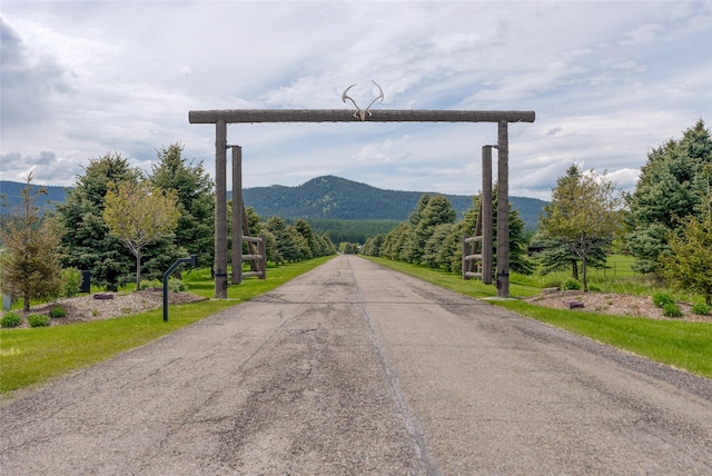 view of street with a mountain view