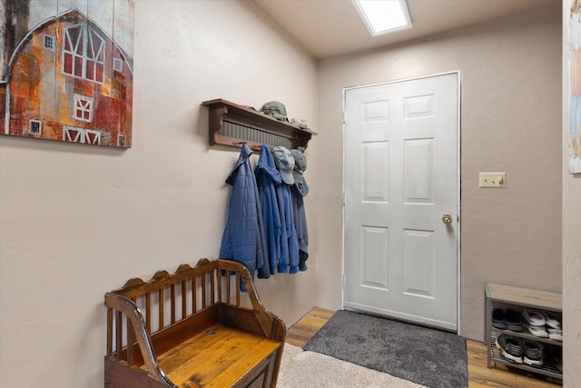 mudroom with wood-type flooring