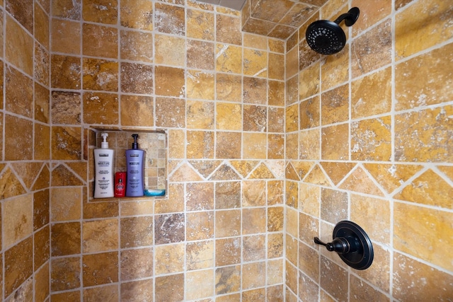 bathroom with a tile shower