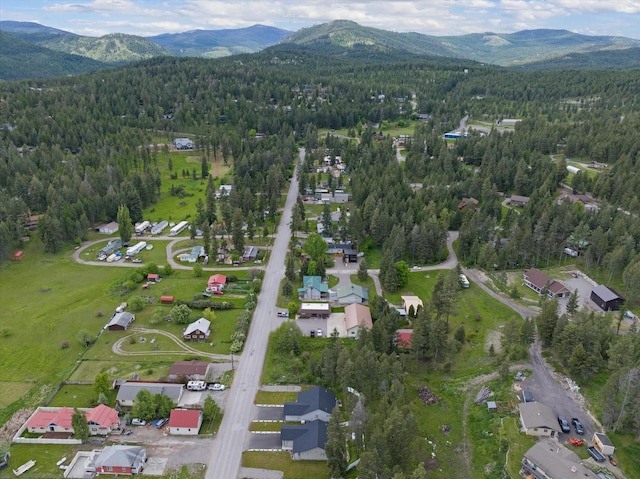 aerial view with a mountain view