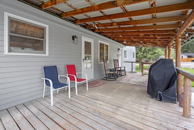 deck featuring grilling area