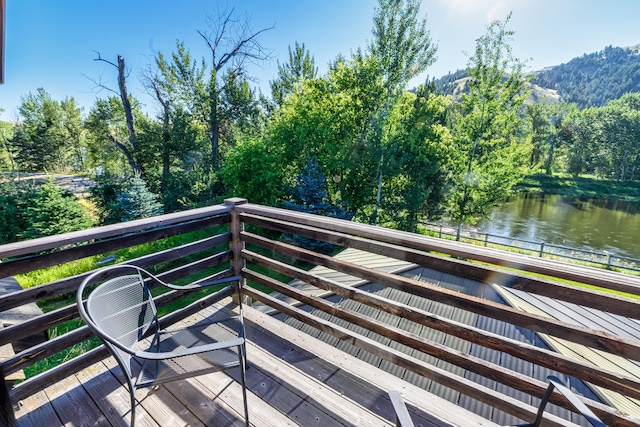 deck with a water view