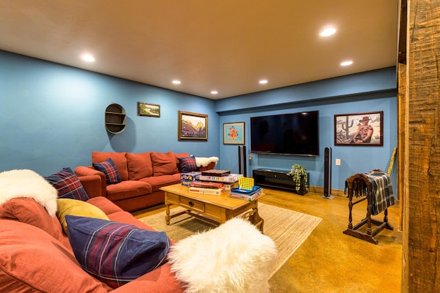 living room featuring carpet