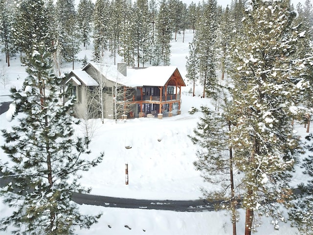 view of snowy aerial view