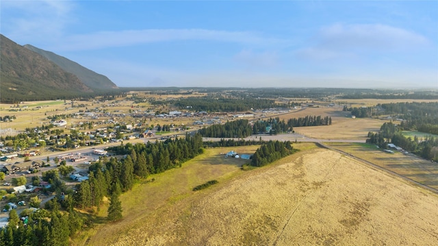 aerial view with a mountain view and a rural view