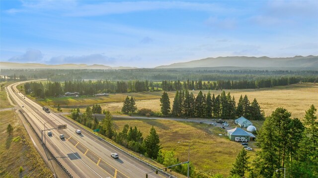 drone / aerial view with a mountain view