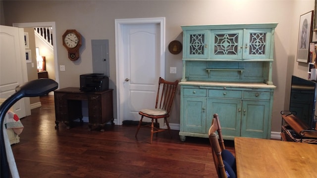 38648 Masumola Rd, Polson, MT 59860 - interior space featuring light countertops, baseboards, and dark wood finished floors