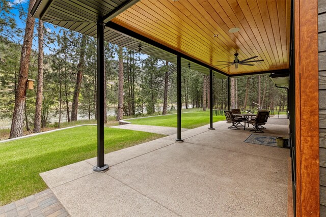 view of patio with ceiling fan