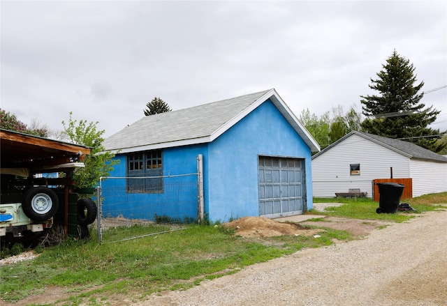 view of garage