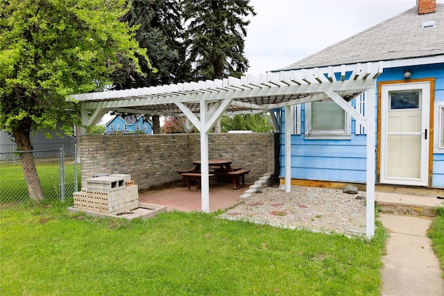 exterior space featuring a pergola