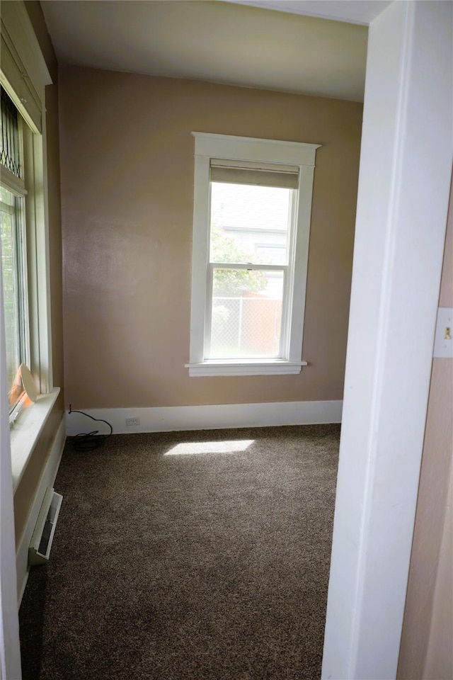 spare room featuring plenty of natural light and carpet floors