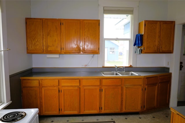 kitchen featuring stove, sink, and a wealth of natural light