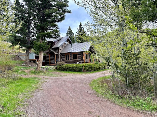 view of log home