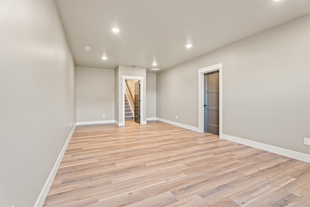 empty room with light wood-type flooring