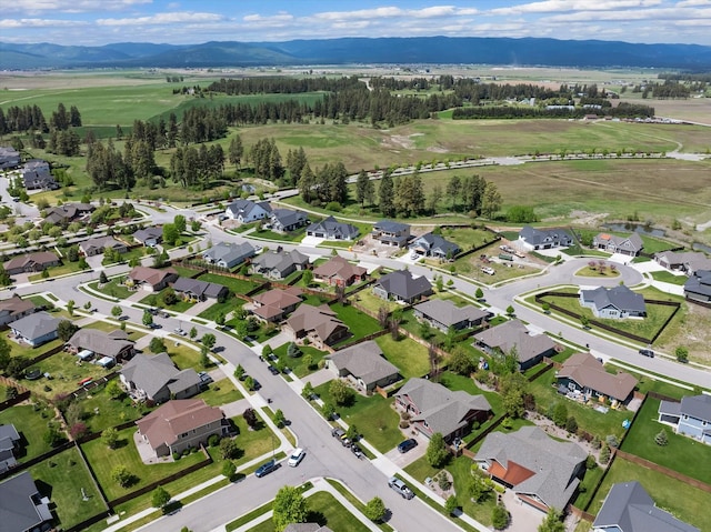 aerial view featuring a residential view and a mountain view