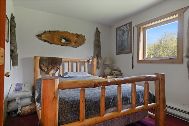 bedroom featuring a baseboard radiator