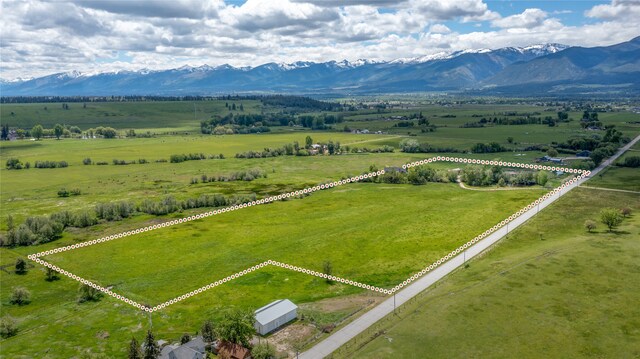 aerial view with a rural view and a mountain view