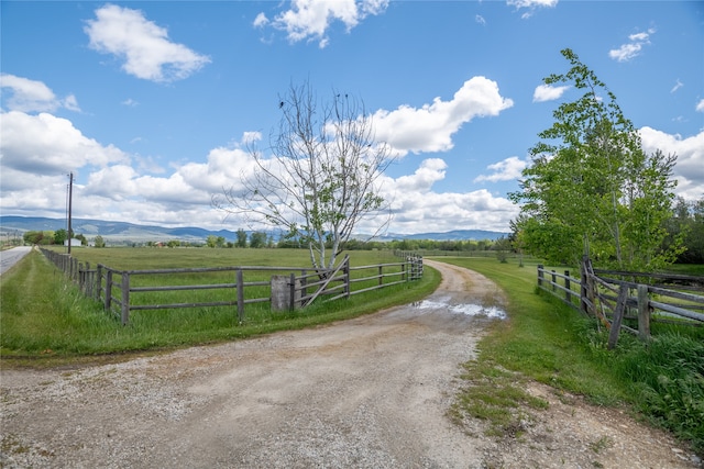 view of street with a rural view