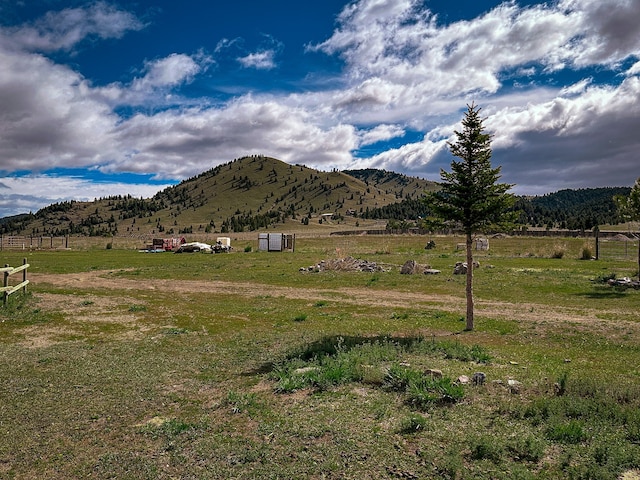 view of mountain feature featuring a rural view