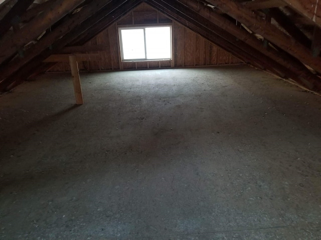 view of unfinished attic