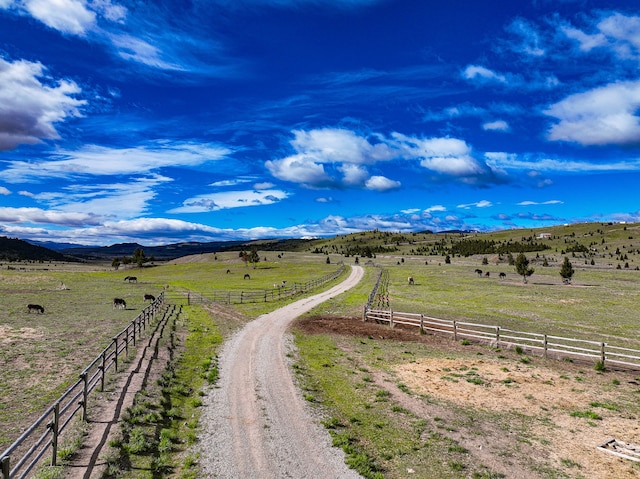 view of road featuring a rural view