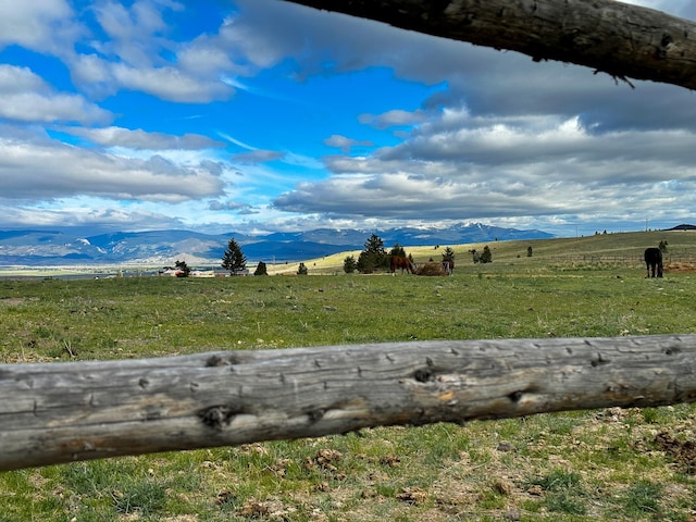 view of yard featuring a mountain view and a rural view