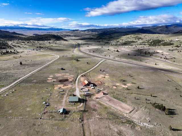 drone / aerial view with a mountain view