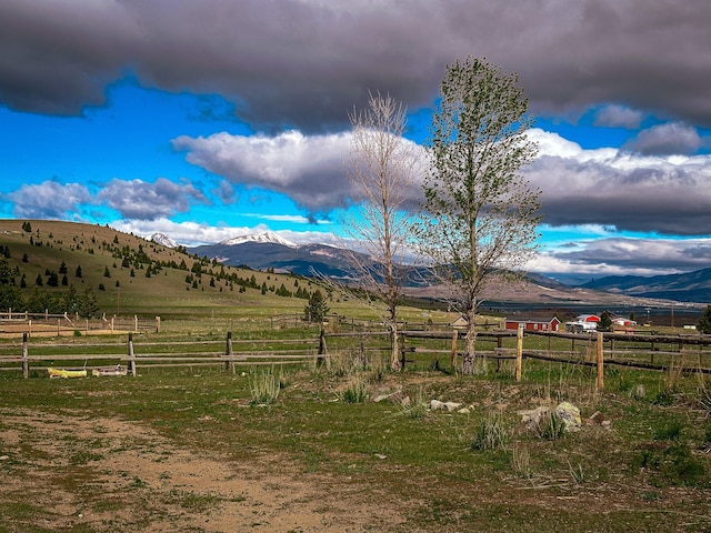 view of mountain feature featuring a rural view