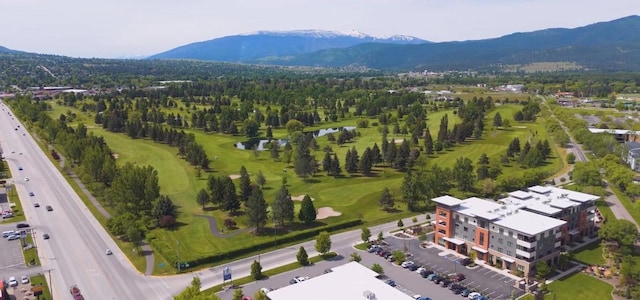 birds eye view of property featuring a mountain view