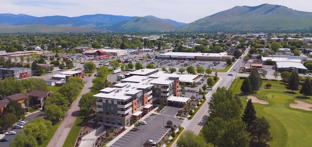 aerial view with a mountain view