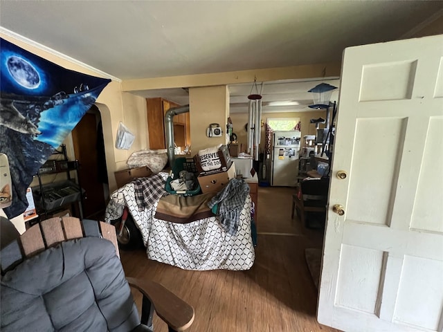 living room with wood-type flooring