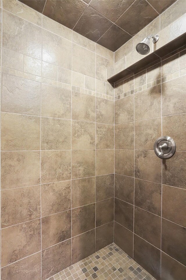 bathroom with a tile shower