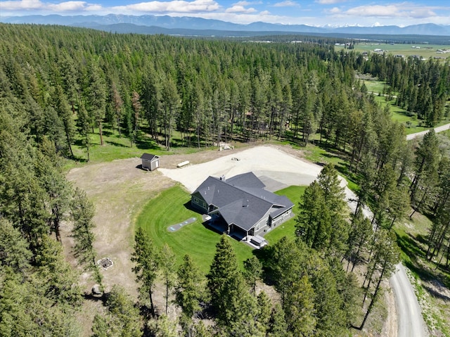 bird's eye view with a mountain view