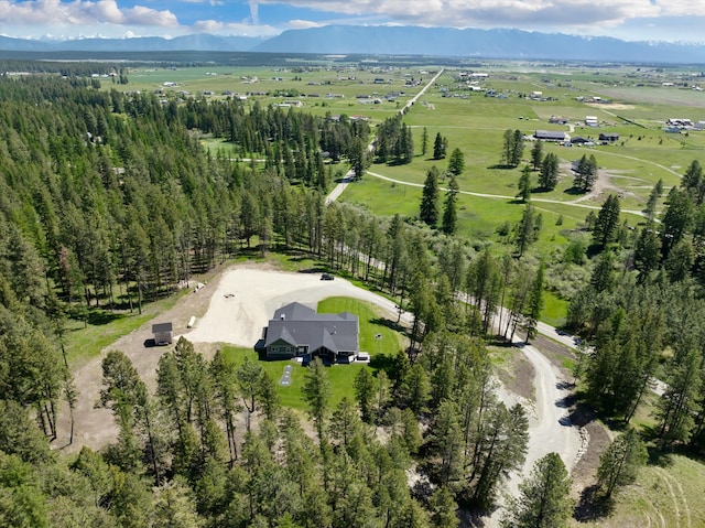 bird's eye view with a rural view and a mountain view