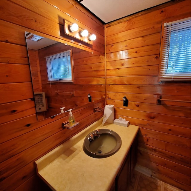 15426 Steamboat Dr, Augusta, MT 59410 - bathroom featuring wooden walls and vanity