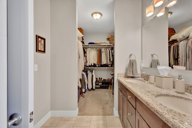 bathroom featuring vanity and tile patterned floors