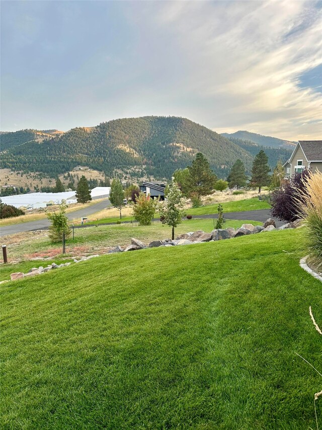 view of mountain feature featuring a water view