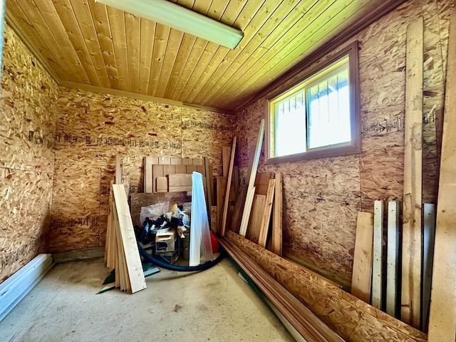 interior space featuring wood ceiling