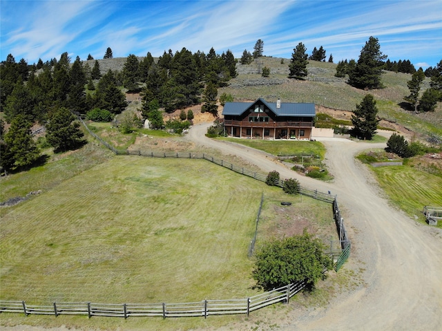 bird's eye view featuring a rural view